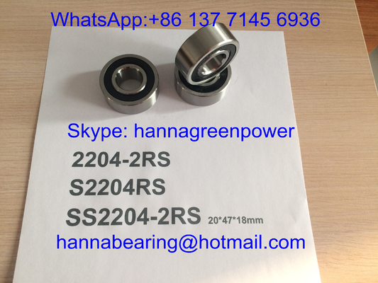 SS2204-2RS / S2204RS / 2204- TVH Paslanmaz Çelik Kendini Hizalayan Top Taşıyıcısı, Kauçuk Dükkanlı, 20*47*18mm