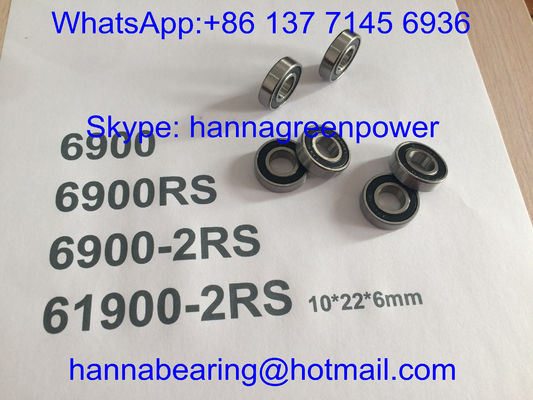 6900RS / 61900-2RS / 6900-2RS Otomotiv rulmanları, kauçuk mühürlü derin oluk rulmanları