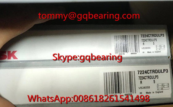 P3 Süper hassasiyetli NSK 7224CTRDULP3 Tek sıra açılı temas topu rulmanı 120*215*40mm