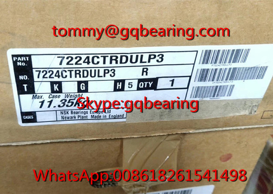 P3 Süper hassasiyetli NSK 7224CTRDULP3 Tek sıra açılı temas topu rulmanı 120*215*40mm